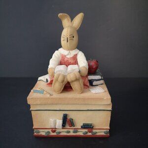 Little Folks Collection Handpainted Resin Bunny Trinket Box with Lid
